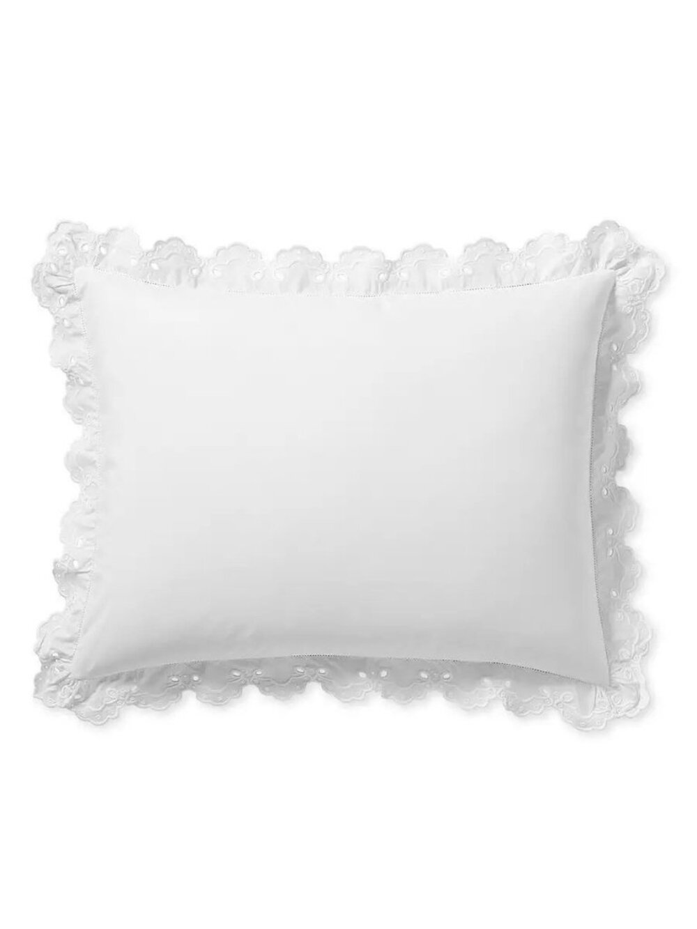 NEW Serena & Lily Antibes Eyelet Percale Standard Pillow Sham-White